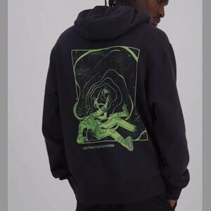 Mode of One  Men's Oversized-Fit Printed Hoodie Jet Grey Plus Size XXL